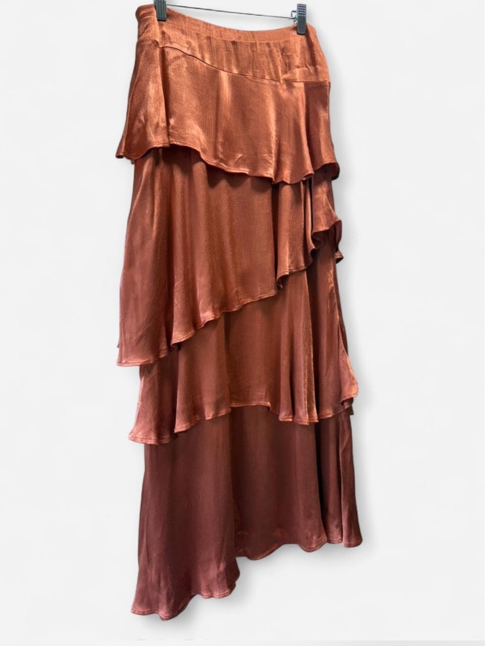 Maeve by Anthropology Cassia Tiered Maxi Skirt in Burnt Orange size